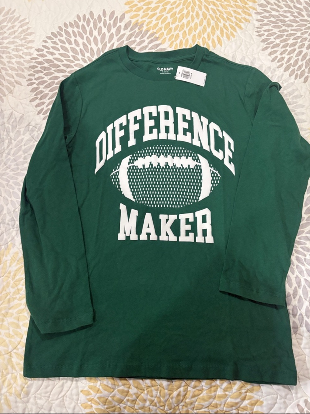 Old Navy Green Long-Sleeve 'Difference Maker' Football Graphic Tee